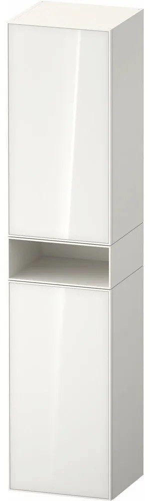 DURAVIT Zencha závesná vysoká skrinka, 2 dvierka + 1 otvorená priehradka, pánty vpravo, 400 x 360 x 1900 mm, biela/biela super matná, ZE1353R64840000