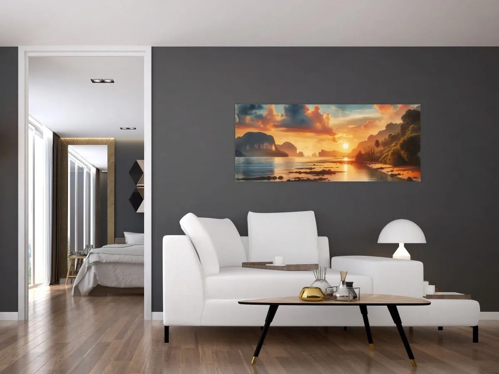 Obraz - Pohľad z pláže (120x50 cm)