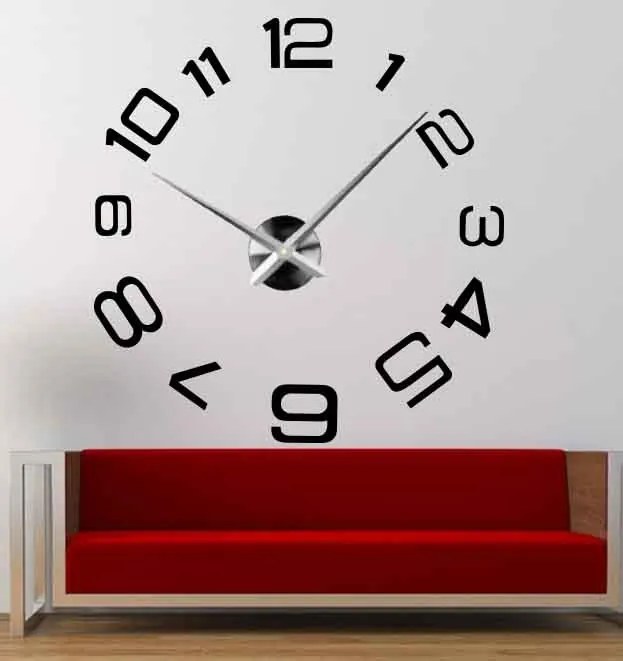 SENTOP | Moderné nalepovacie nástenné hodiny | 3D hodiny 12S053-Wanduhr HEU- analógové