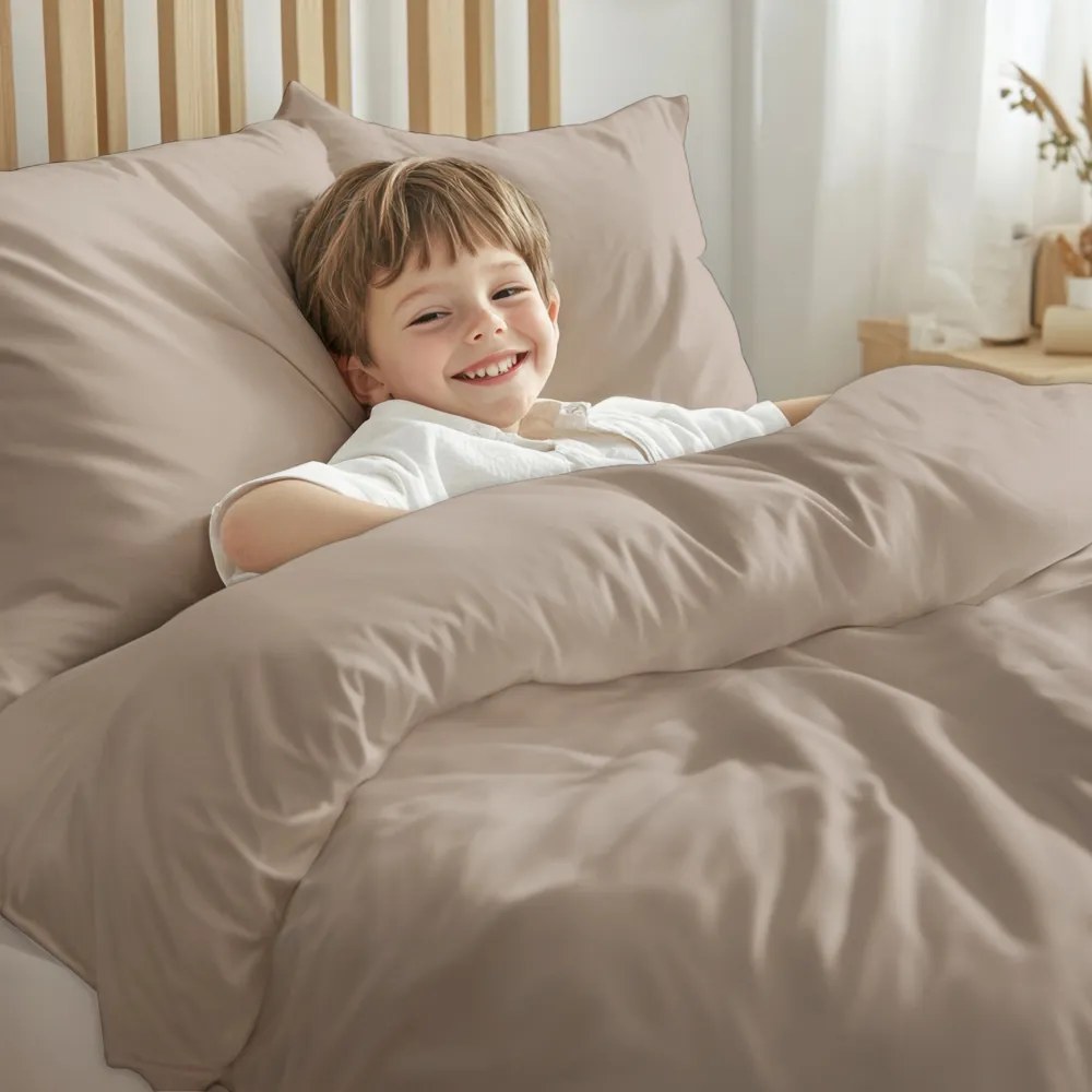 Detské bavlnené posteľné obliečky do postieľky Moni MO-081 Latte béžové Do postieľky 100x135 a 40x60 cm