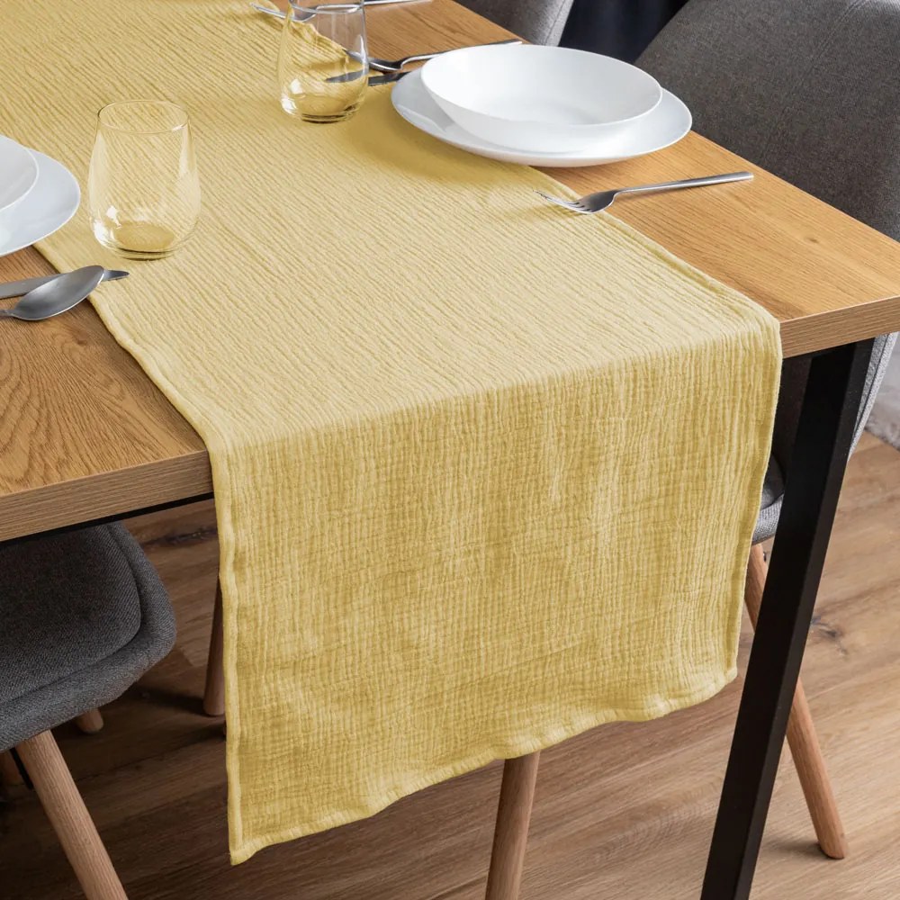 Biante Mušelínový behúň na stôl MSN-003 Pastelovo žltý 45x120 cm