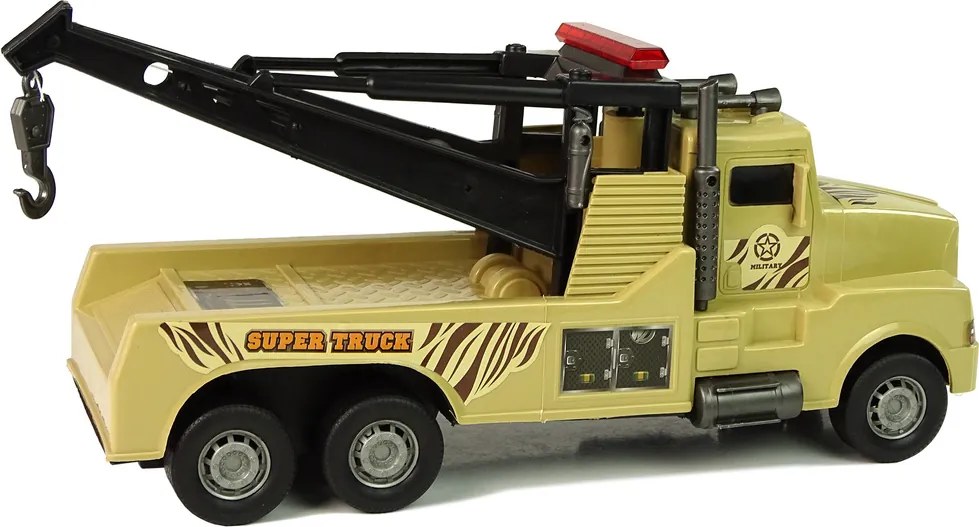 LEAN Toys Auto Tow Truck Pomoc na ceste 1:10 Lano Vojenská hnedá
