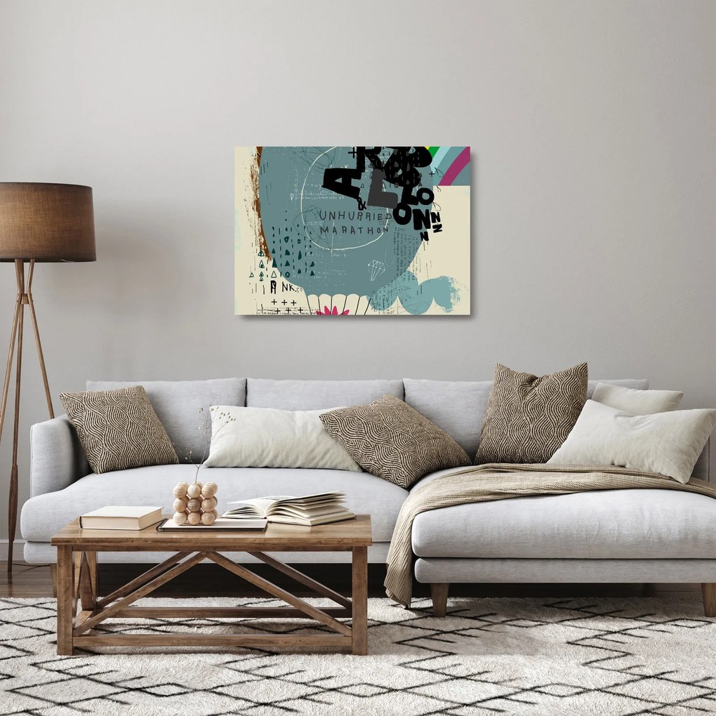 Sklenený obraz - Lietajúci balón s dúhou (70x50 cm)