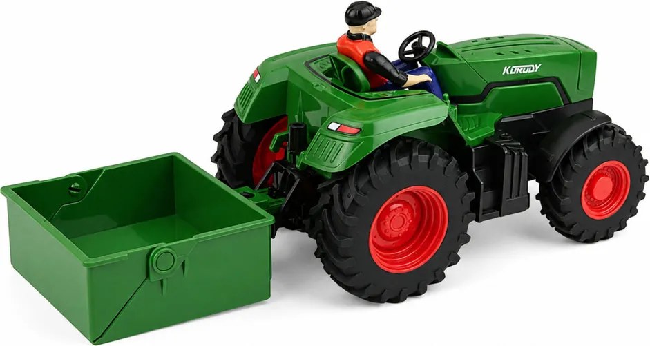 LEAN Toys Poľnohospodársky traktor s diaľkovým ovládaním RC so skriňovým prívesom Rolnik v mierke 1:24