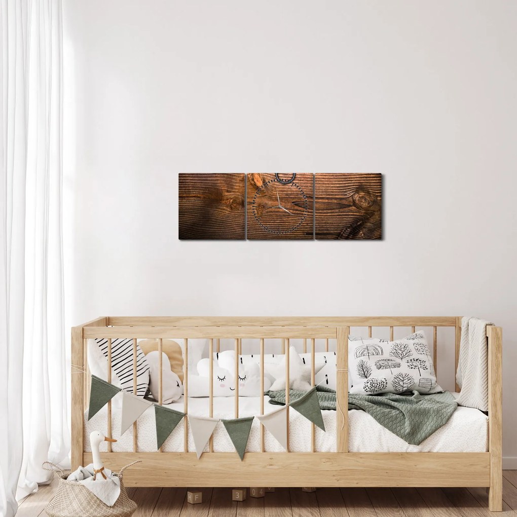 Obraz textúry dreva (s hodinami) (90x30 cm)