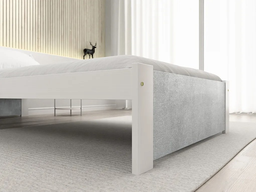 Posteľ IKAROS 90 x 200 cm, betón/biela Rošt: S latkovým roštom, Matrac: Matrac COCO MAXI 20 cm