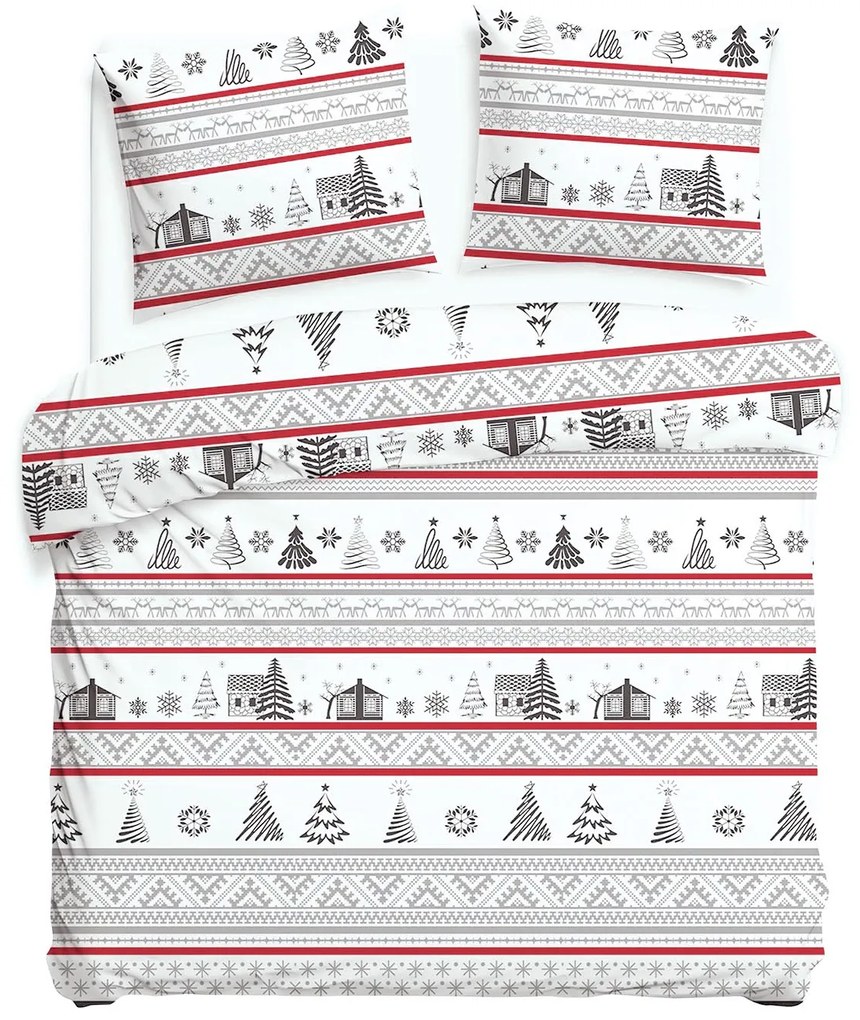 VIANOČNÉ FLANELOVÉ OBLIEČKY FLANELOVE 180X200 CM, 2KS 70X80 CM VZOROVANÉ