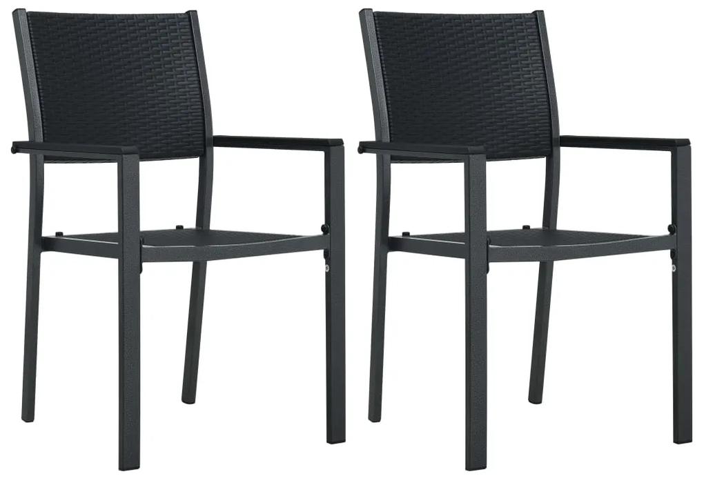 vidaXL Záhradné stoličky 2 ks čierne plastové ratanový vzhľad