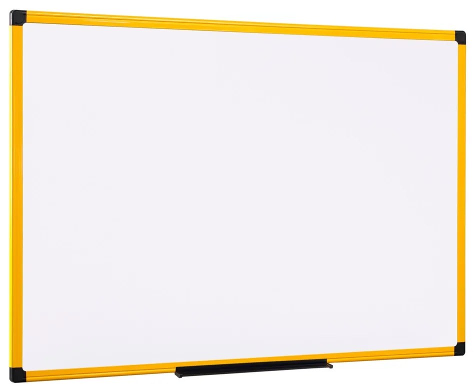 Bi-Office Biela popisovacia tabuľa na stenu, magnetická, žltý rám, 1200 x 900 mm