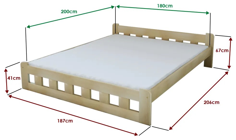 Posteľ Naomi zvýšená 180 x 200 cm, borovica Rošt: S lamelovým roštom, Matrac: Matrac COCO MAXI 19 cm