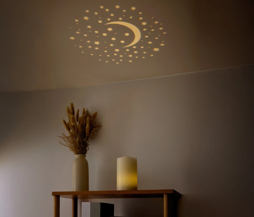 LED sviečka z pravého vosku s projektorom