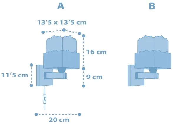 Dalber 63169T - Detské nástenné svietidlo PANDA 1xE27/60W/230V modrá