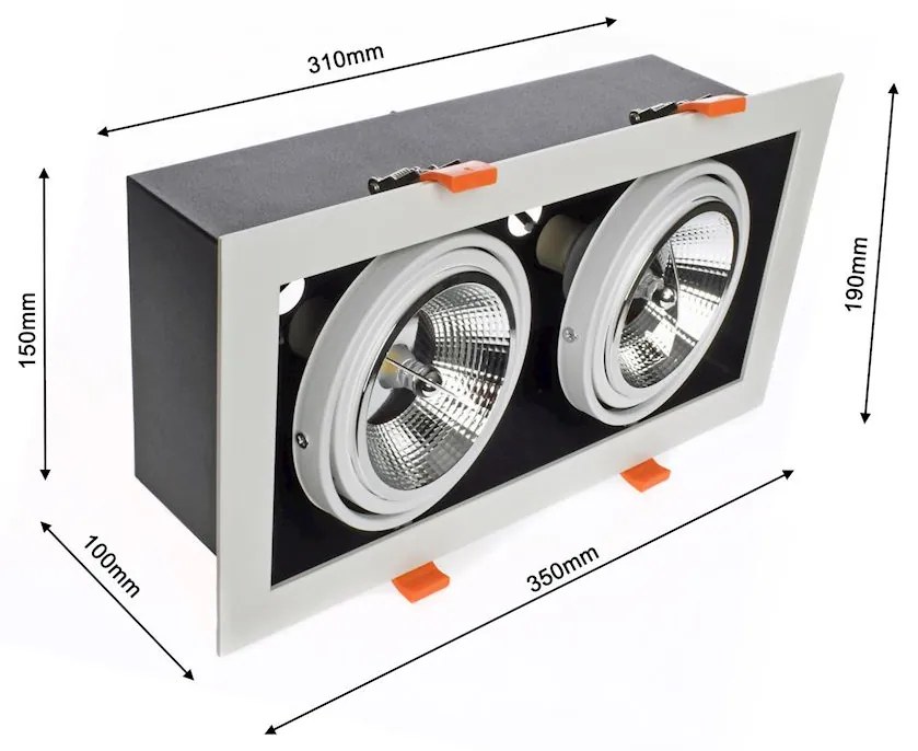 Podhľadové svietidlo Plaza II, 1x biele kovové tienidlo, (možnosť polohovania), b