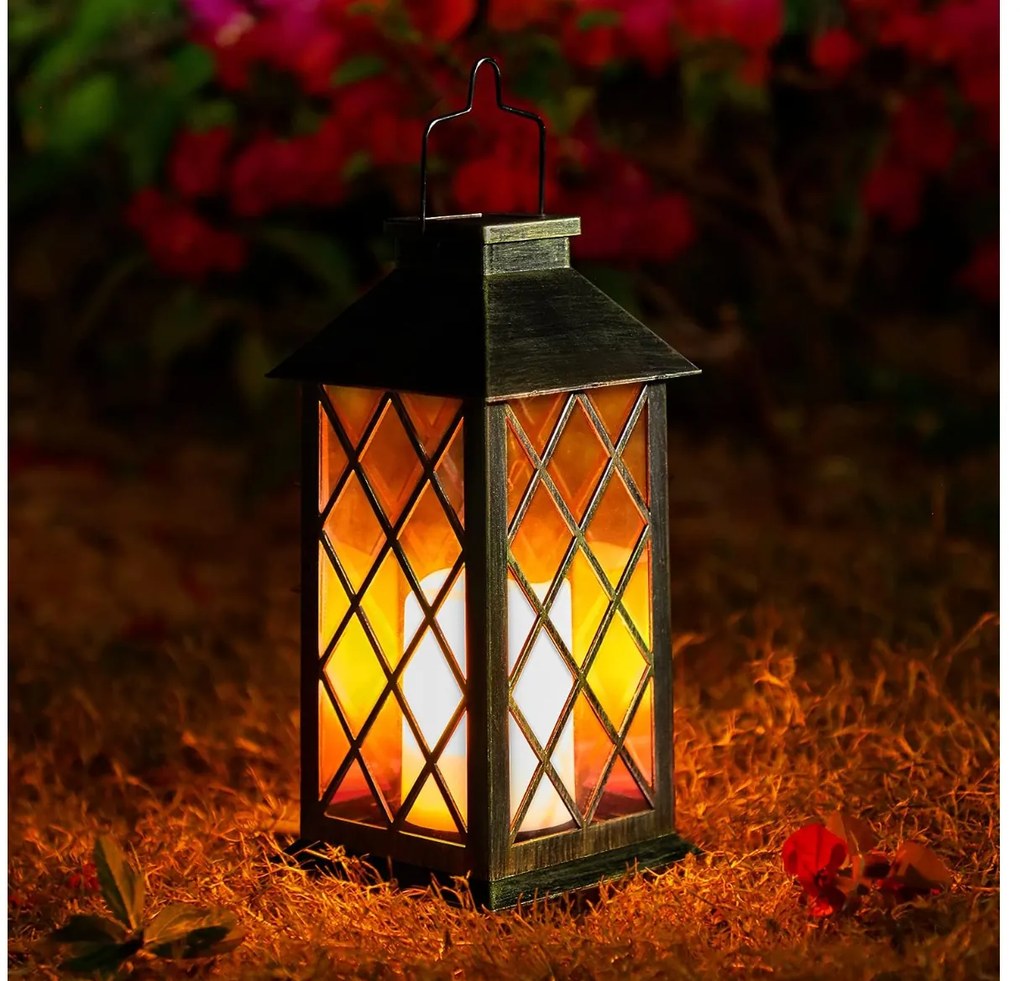 BERGE LED solárny záhradný lampáš hnedá 2V 35MA