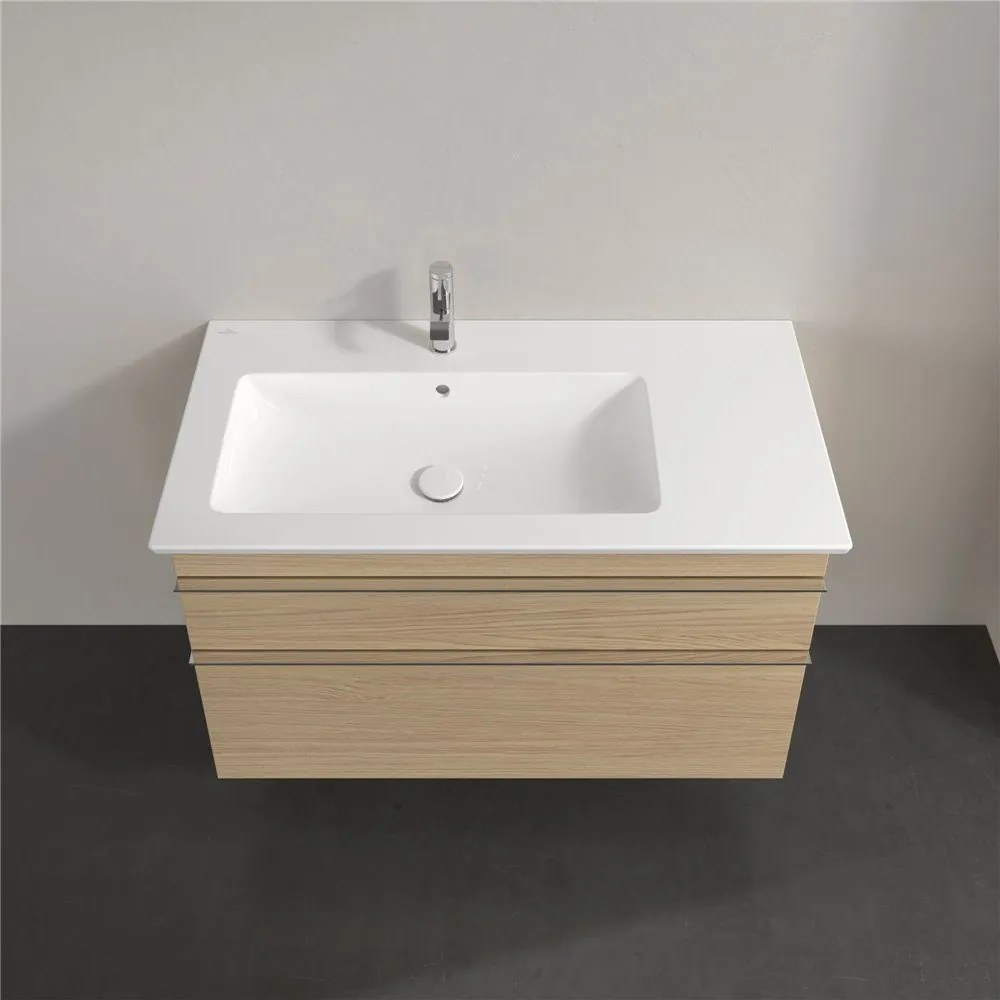 VILLEROY &amp; BOCH Venticello závesná skrinka pod asymetrické umývadlo (ľavé), 2 zásuvky, 953 x 502 x 590 mm, Nordic Oak, A92701VJ