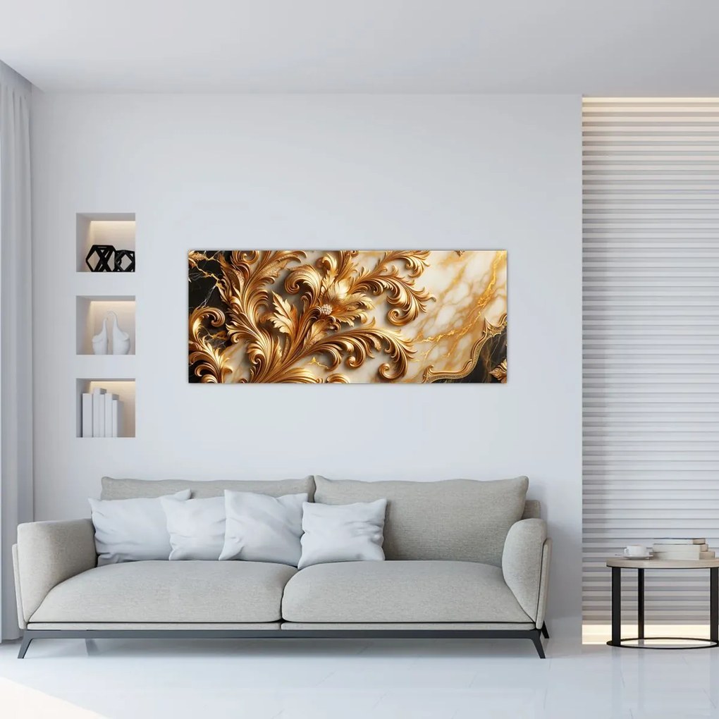 Obraz - Mramor so zlatom (120x50 cm)