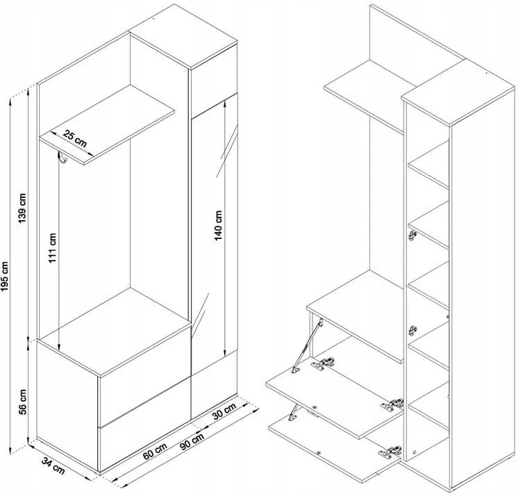 PM Vešiaková stena Hela - biela