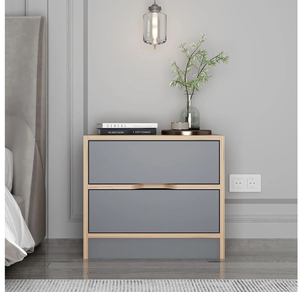 Nočný stolík Erich (orech + antracit) . Akcia -17%. Vlastná spoľahlivá doprava až k Vám domov. 1102093