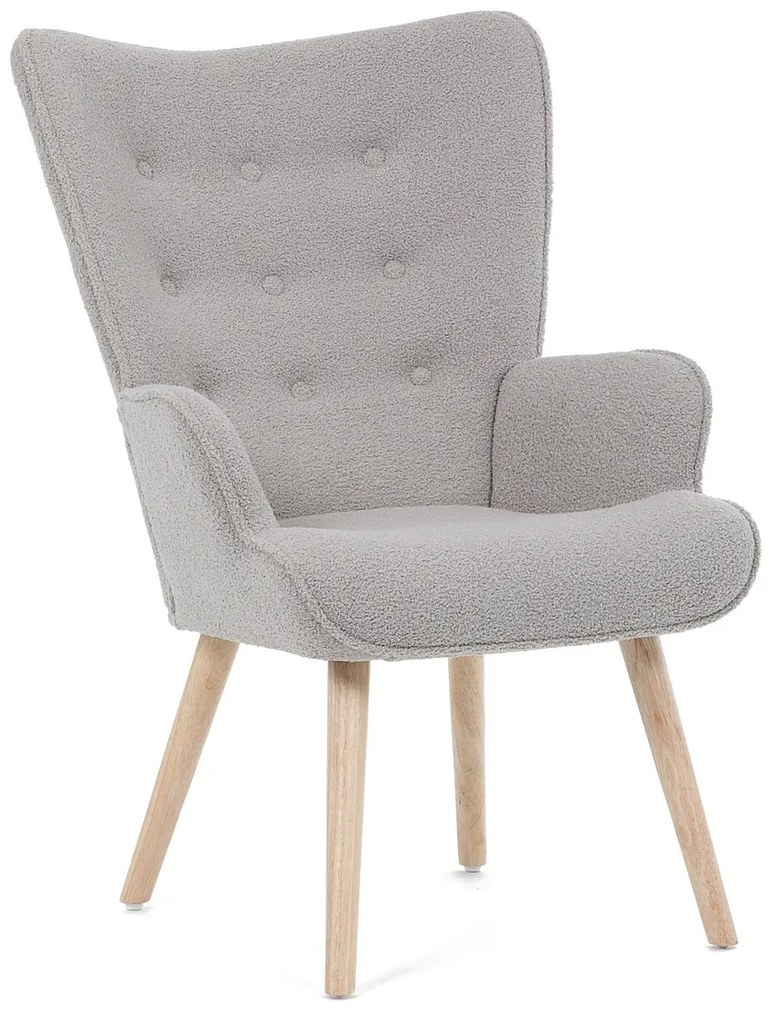 Kreslo s ušami Bouclé GREY2, sivá