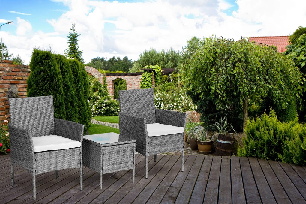 Set záhradného nábytku z technoratanu, sivá, MultiGarden