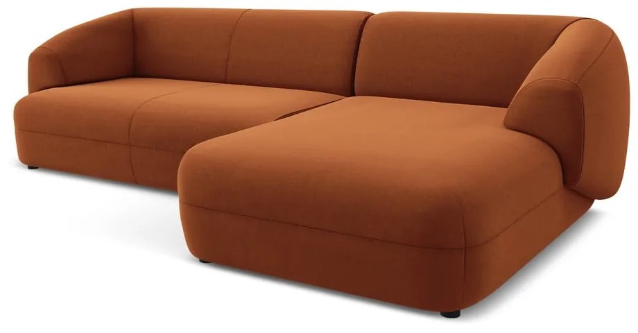 Oranžová zamatová rohová pohovka (pravý roh) Moana – Makamii