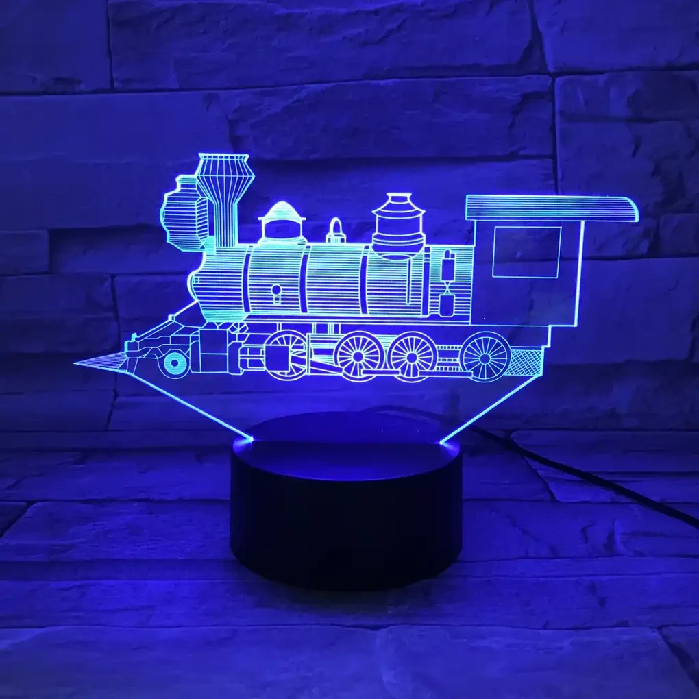 3Dmix 3DL-DRGB001 – 3D LED nočná lampa - Vlak - Lokomotíva (Dual RGB)
