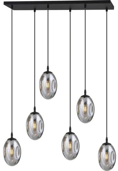 Luster na lanku ASTRAL 6xE14/10W/230V čierna/dymová