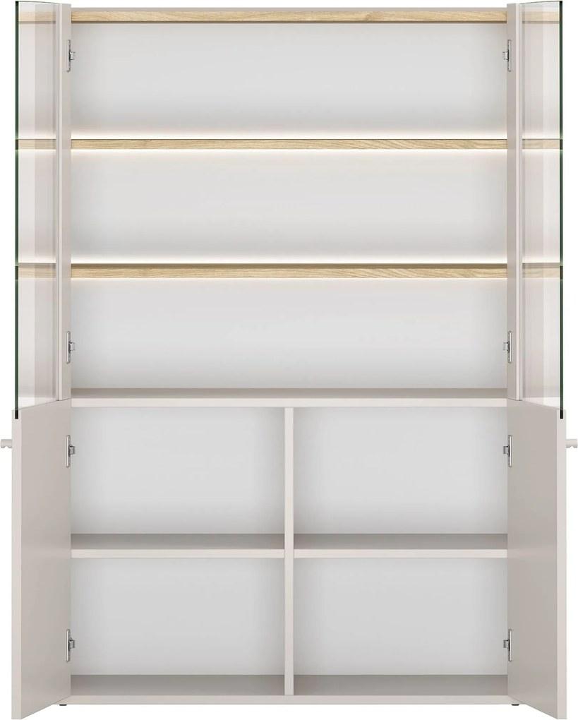 Vitrína Elivo 100 cm dvojdverová - kašmír / olejovaný dub