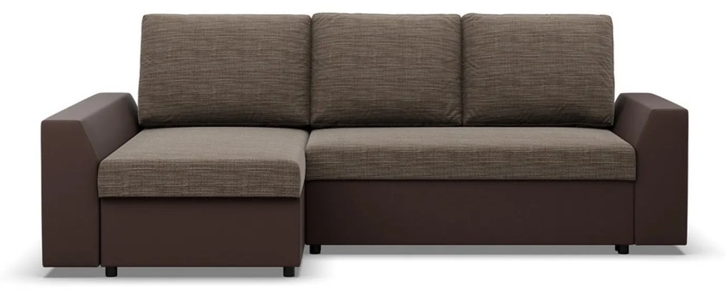 Rohová rozkladacia sedacia súprava PAUL látka v kombinácii s eko-kožou Ľavá Hnedá