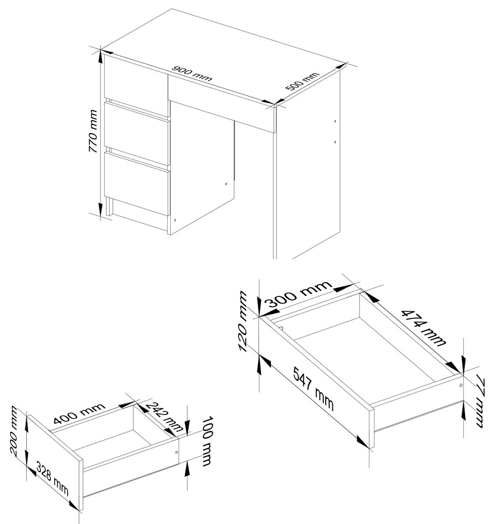 PC stolík Benicio II (dub sonoma + biela) (L). Vlastná spoľahlivá doprava až k Vám domov. 1069635