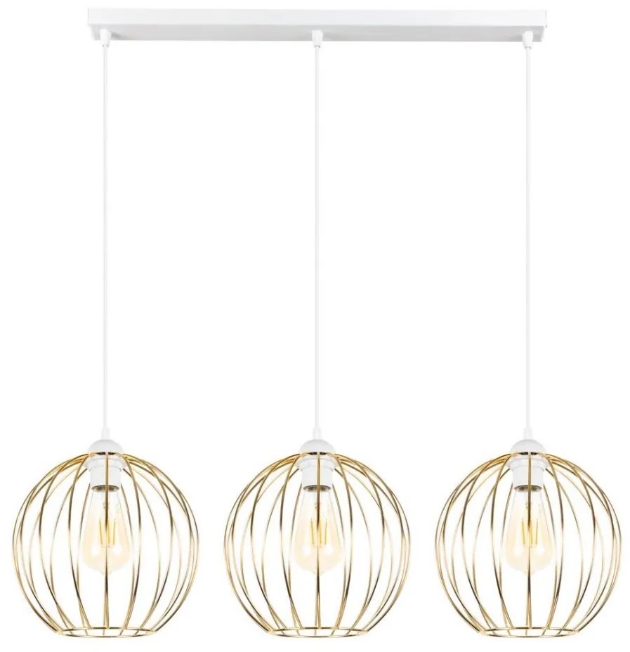 Luster na lanku MATT 3xE27/60W/230V biela/zlatá