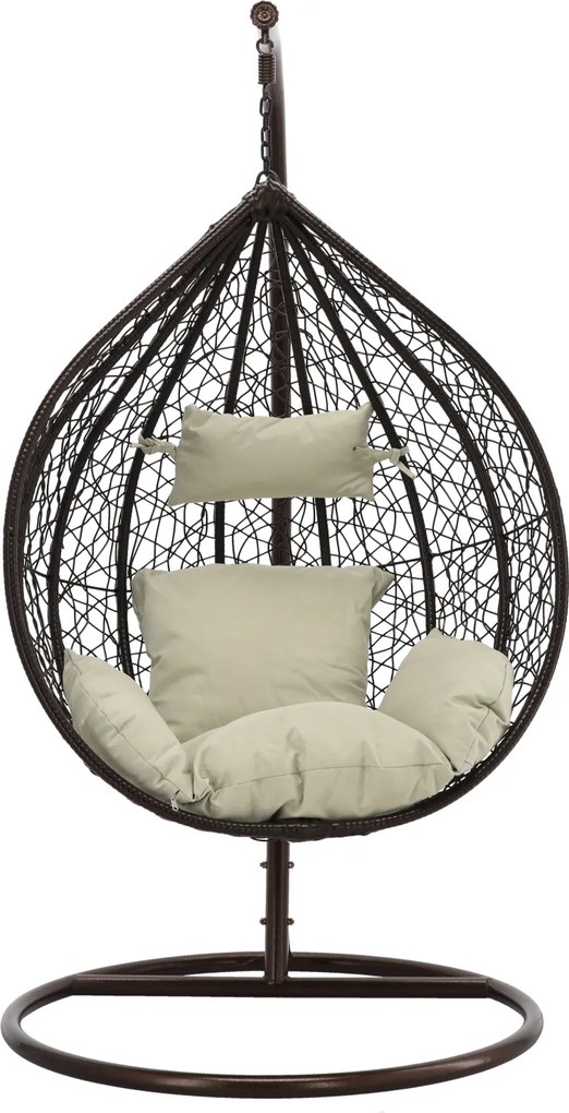 CH ZÁVESNÁ STOLIČKA HNEDÁ, VANKÚŠ – BEŽOVÁ, RÁM – HNEDÁ 118X107XD68CM