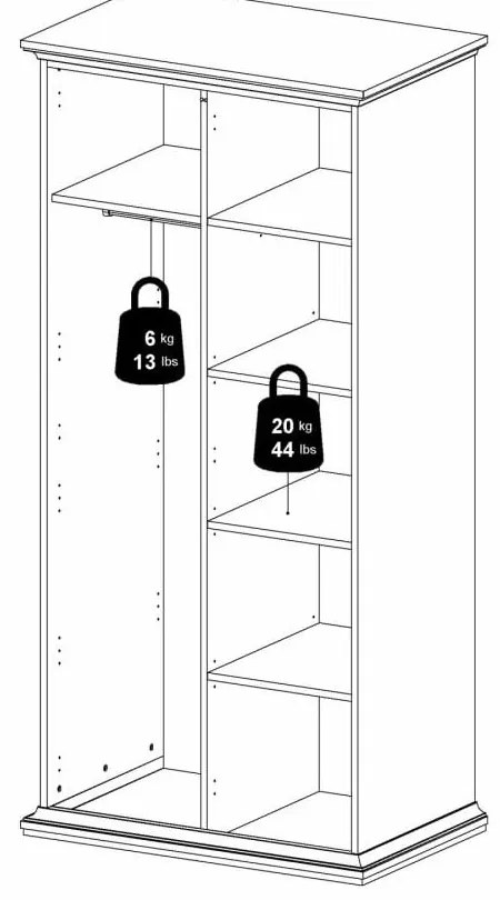 Biela šatníková skriňa 96x201 cm Paris – Tvilum