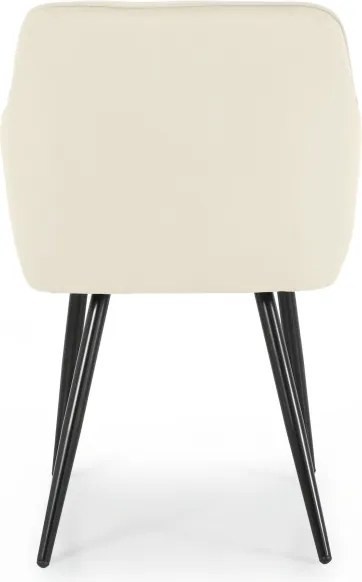 Sada šiestich jedálenských stoličiek DIAMANTE zamatové, krémové / čierne nohy (6 ks)