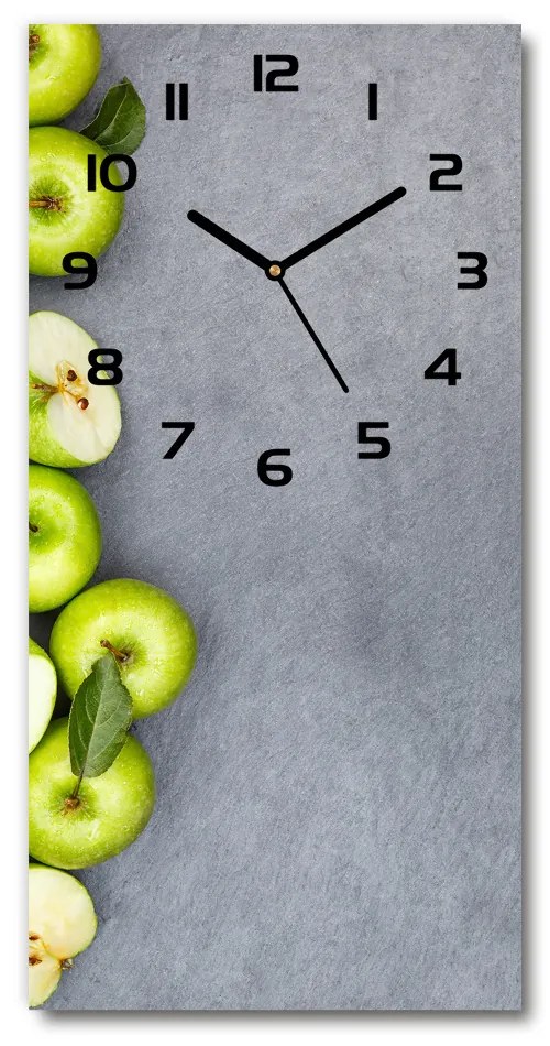 Nástenné sklenené hodiny Zelená jablká pl_zsp_30x60_c-f_177833879