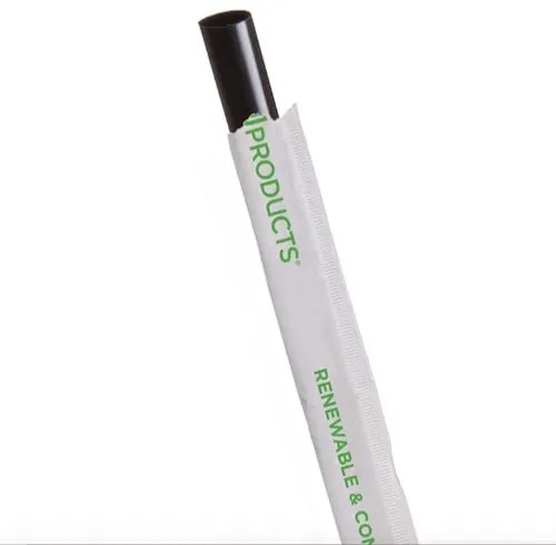 Partymaker Bio PLA slamky v papierovom obale - čierna 200 x 8 mm (100ks)