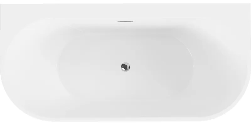 Mexen Oval+, voľne stojaca vaňa ku stene 170 x 80 cm, biela lesklá, chrómový prepad, 52681708000-01
