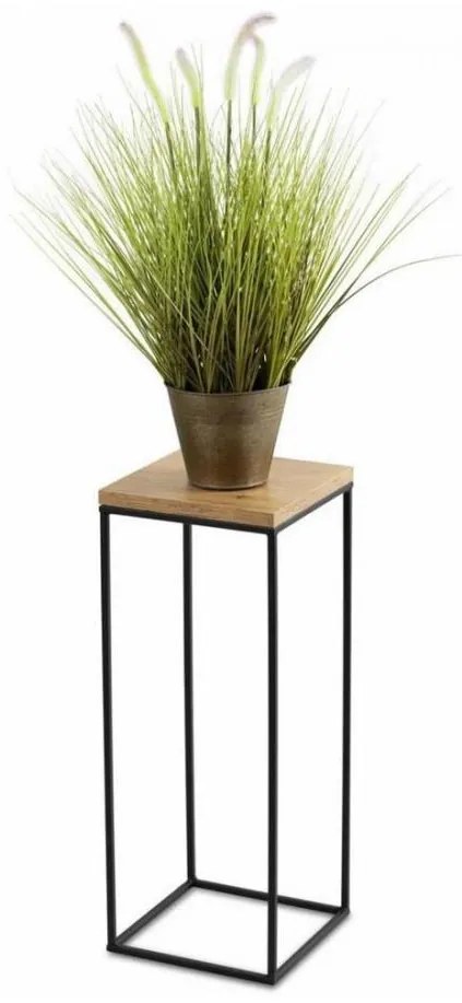 HowHomely Stojan na kvety Basic Loft 60 x 24 cm čierna / hnedá