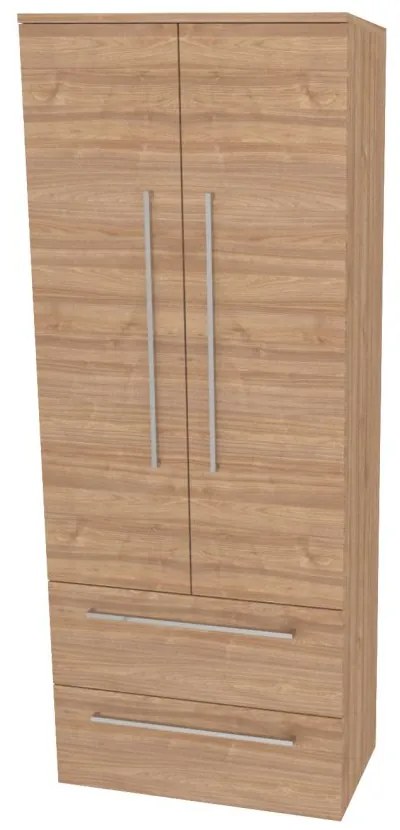 Mereo, Mereo Bino, kúpeľňová skrinka vysoká 163 cm, dvojitá, Multidecor, Light Select Walnut, MER-CN699LSW1