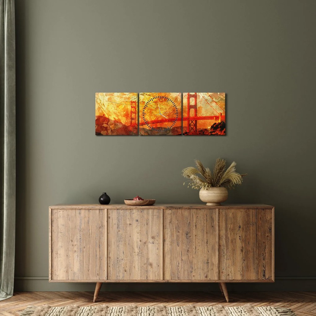 Obraz - Golden Gate, San Francisco, Kalifornia (s hodinami) (90x30 cm)