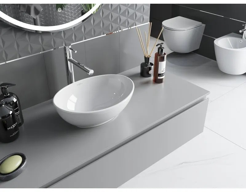 Mexen Elza, umývadlo na dosku 40x34 cm, biela lesklá, 21014000