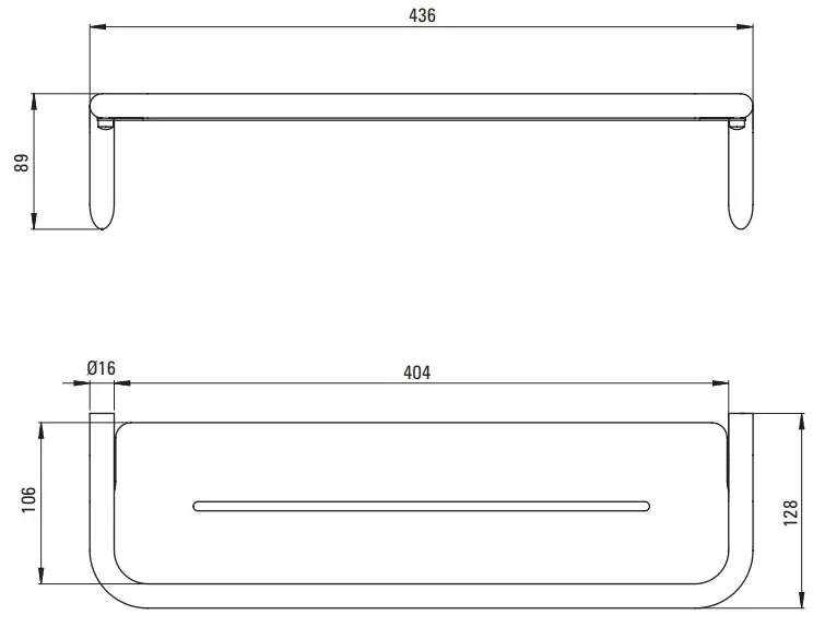 Deante Silia, nástenná polička 436x124x89 mm, oceľová, DEA-ADI_F511