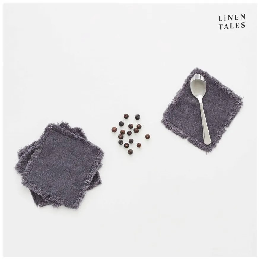 Tmavosivé látkové obrúsky v súprave 4 ks - Linen Tales