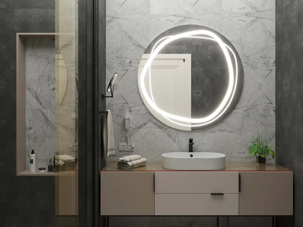 Okrúhle zrkadlo do kúpeľne s LED osvetlením C9 premium