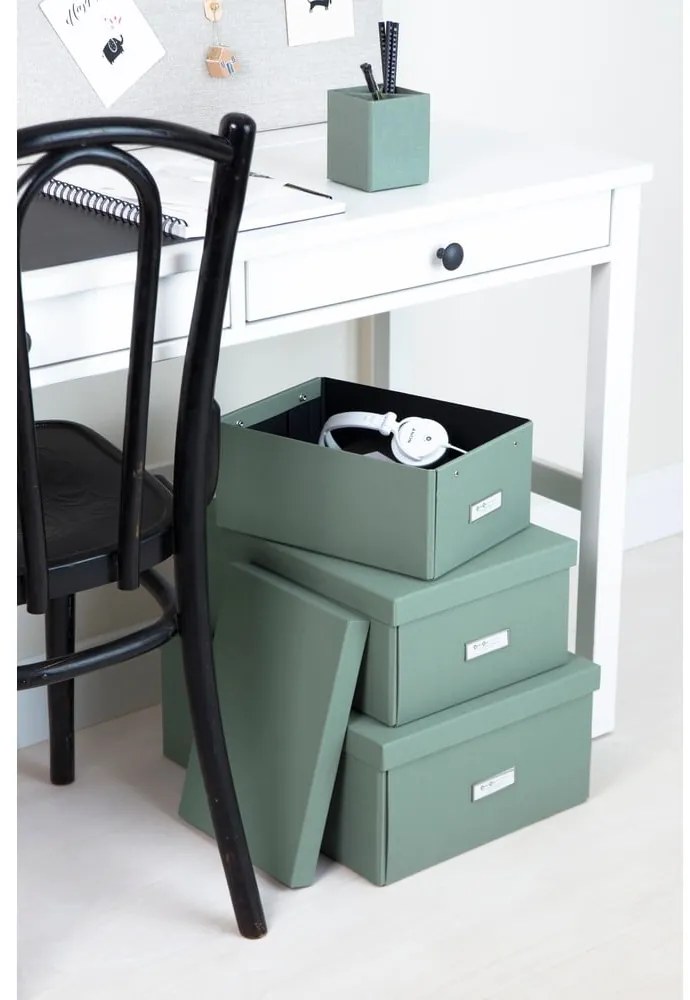 Kartónový úložný box zelenomodrý s vekom 34,5x45x18,5 cm Katrin Canvas Paper Laminate – Bigso