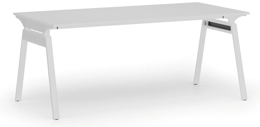 Kancelársky stôl PRIMO SIGMA, 180x90 cm, biela podnož, biela