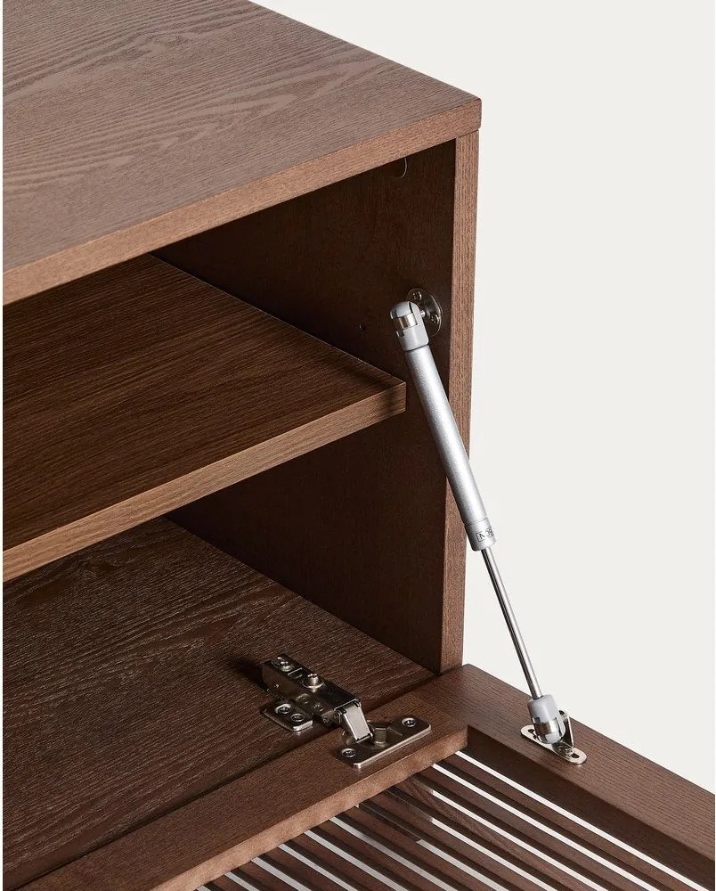 Tmavohnedý TV stolík v dekore orecha 180x49,5x42,5 cm Beyla – Kave Home