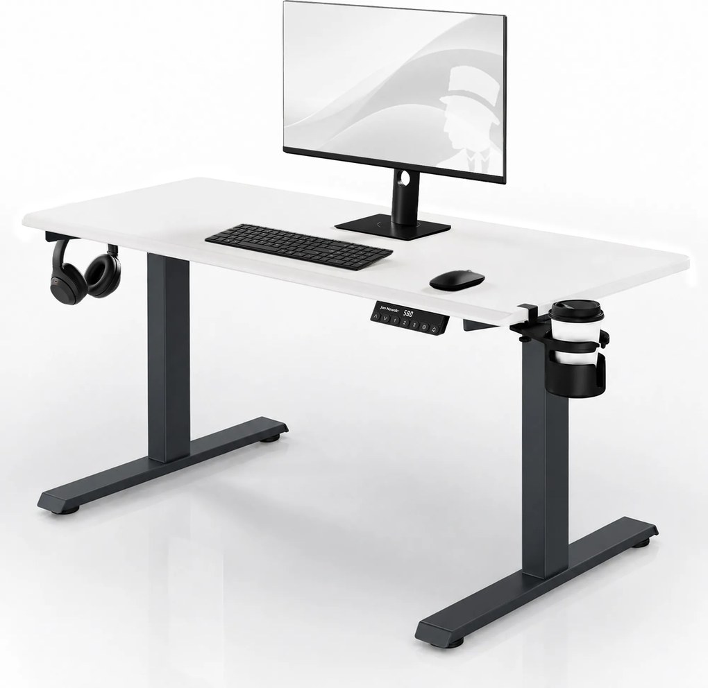 Elektrický stôl s nastavením výšky ergonomický antracitovo-bieli, 1400x700 mm: ARIA