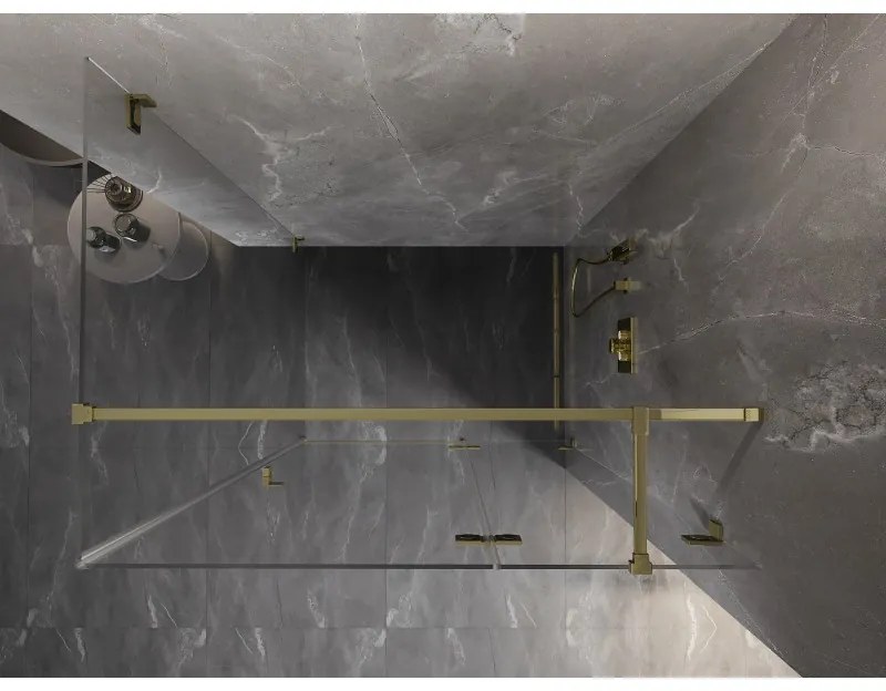 Mexen Lunar T, výklopný sprchový kút pravý 120 x 80 cm, 8mm číre sklo, zlatý profil, 834T-120-080-50-00-P