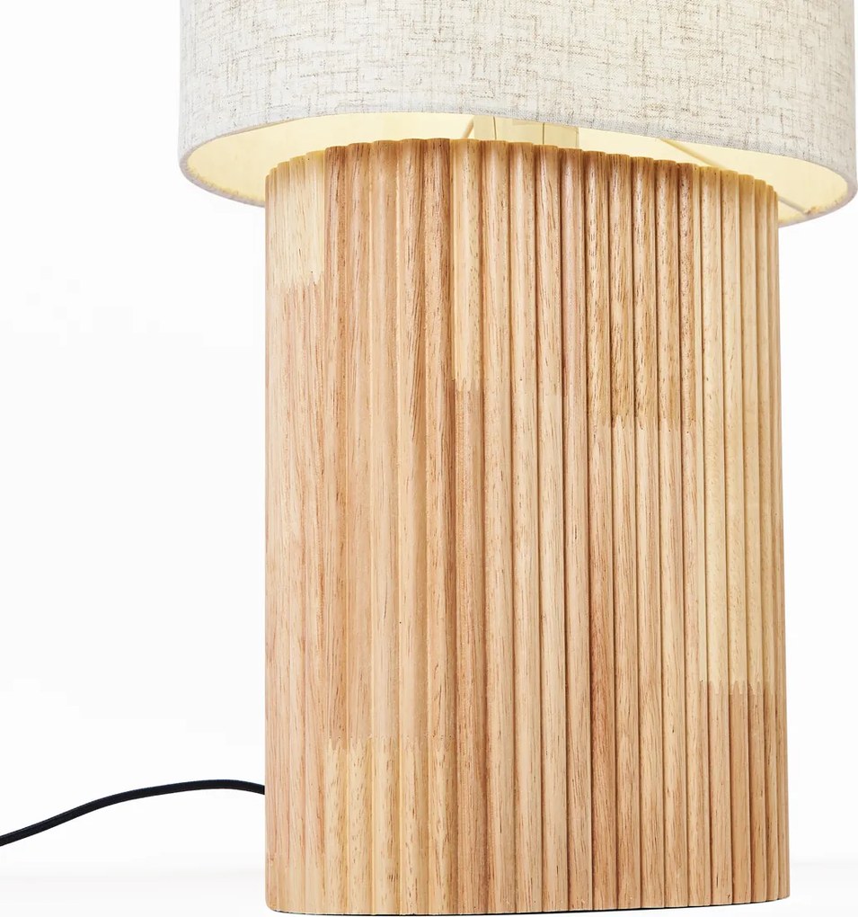 Japandi stojacia lampa drevená s ľanovým tienidlom 90 cm - Lamel
